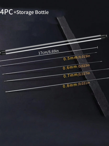 4pcs Set Of Bead Needles With Side Openings For Easy Threading, Suitable For Handicraft And DIY Bead Making 17cm/6.69inch With Storage Tube