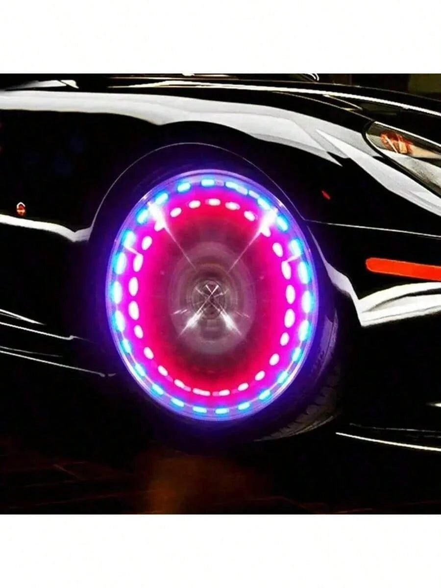 4pcs Solar Powered Tire Valve Light And Colorful Wheel Hub Flashing Light Set For Cars, Motorcycles, Electric Bikes And Bicycles