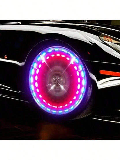 4pcs Solar Powered Tire Valve Light And Colorful Wheel Hub Flashing Light Set For Cars, Motorcycles, Electric Bikes And Bicycles