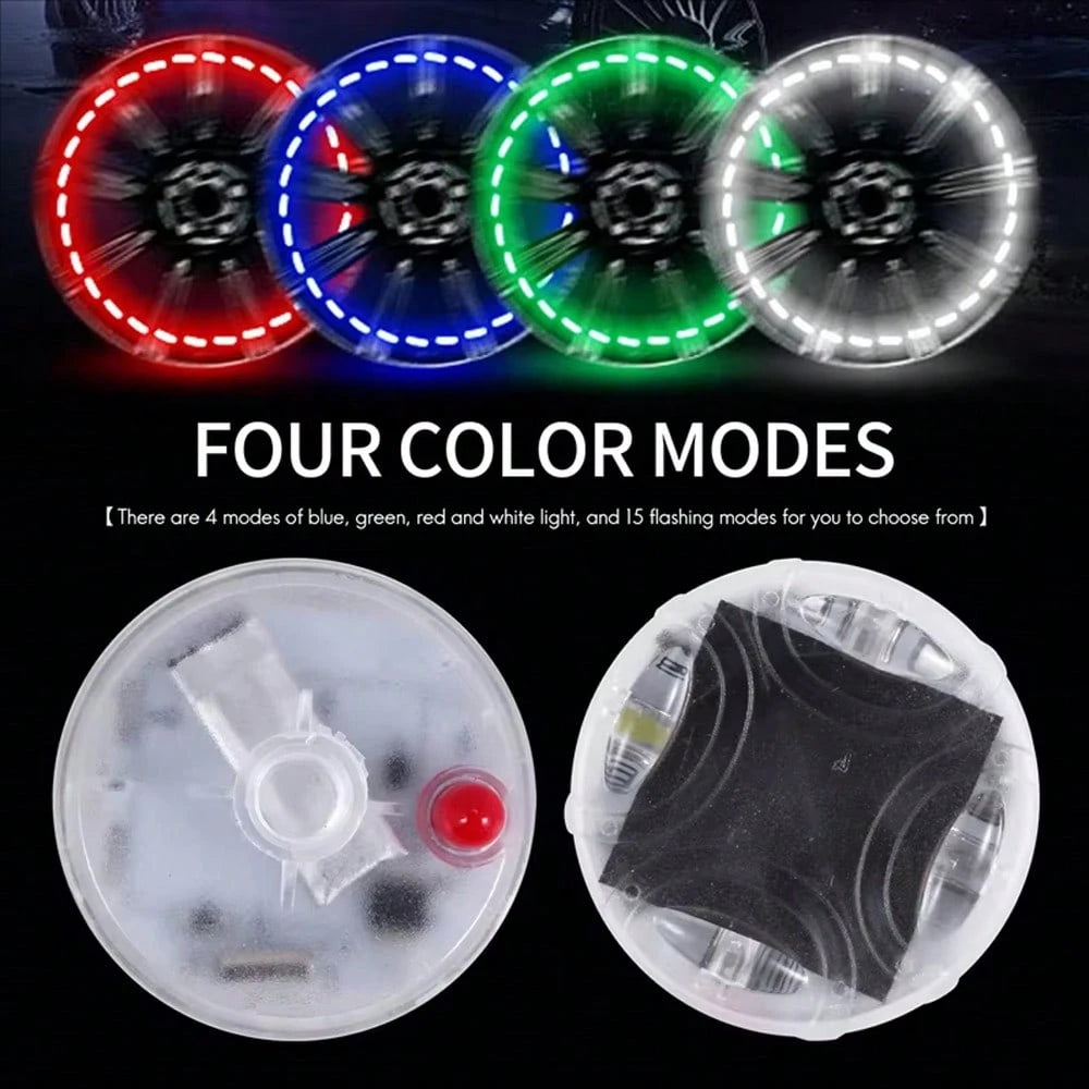 4pcs Solar Powered Tire Valve Light And Colorful Wheel Hub Flashing Light Set For Cars, Motorcycles, Electric Bikes And Bicycles