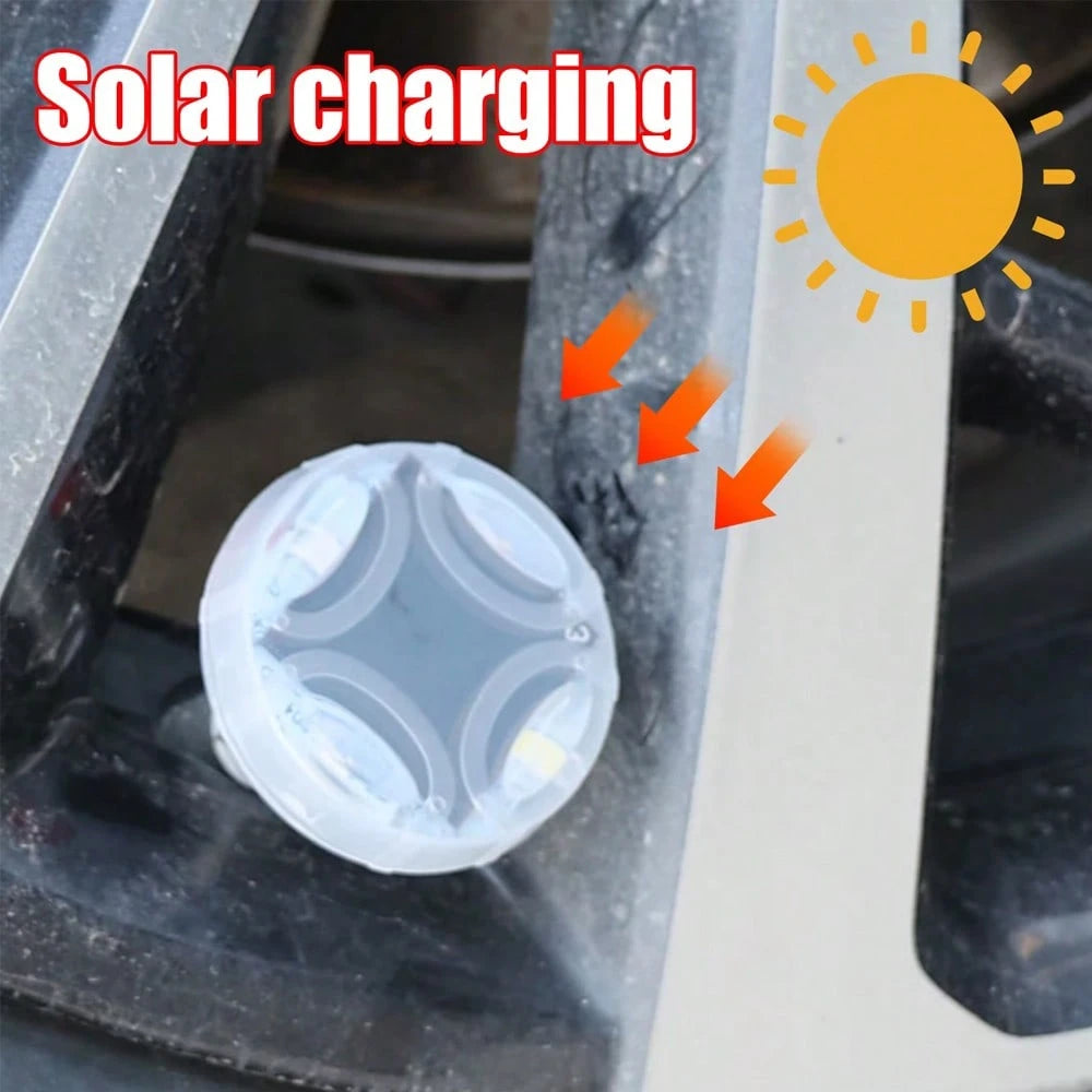 4pcs Solar Powered Tire Valve Light And Colorful Wheel Hub Flashing Light Set For Cars, Motorcycles, Electric Bikes And Bicycles