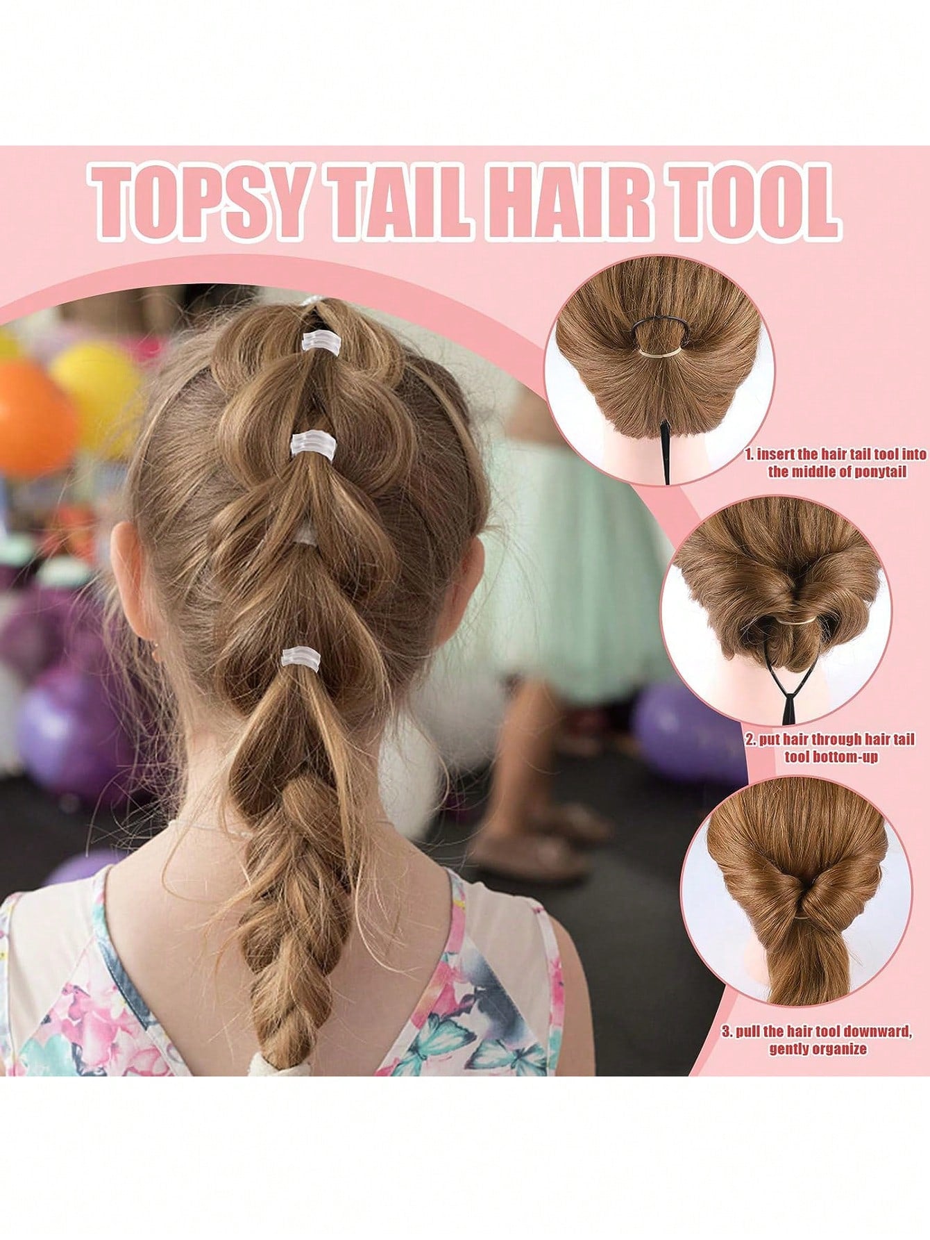 4Pcs Topsy Tail Hair Tool Hair Looping Tool Braiding With Rat Tail Comb, Ponytail Loop Hairs Bands Remover Cutter Fast Hairs Styling Accessories