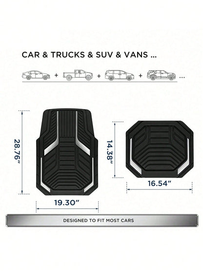 4pcs Universal All-Weather Car Floor Mats Set, Red & Black Geometric Pattern Non-Slip Floor Mats, Full Coverage Front & Rear Row Mats, Suitable For Sedan, SUV, Truck, Van, Fashionable Car Interior Acc