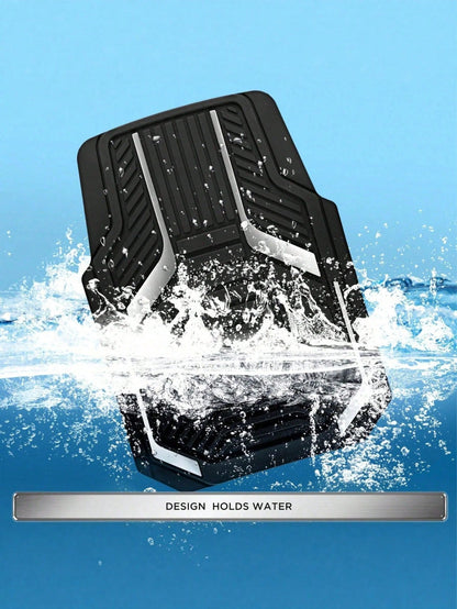 4pcs Universal All-Weather Car Floor Mats Set, Red & Black Geometric Pattern Non-Slip Floor Mats, Full Coverage Front & Rear Row Mats, Suitable For Sedan, SUV, Truck, Van, Fashionable Car Interior Acc