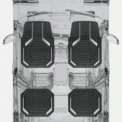 4pcs Universal All-Weather Car Floor Mats Set, Red & Black Geometric Pattern Non-Slip Floor Mats, Full Coverage Front & Rear Row Mats, Suitable For Sedan, SUV, Truck, Van, Fashionable Car Interior Acc
