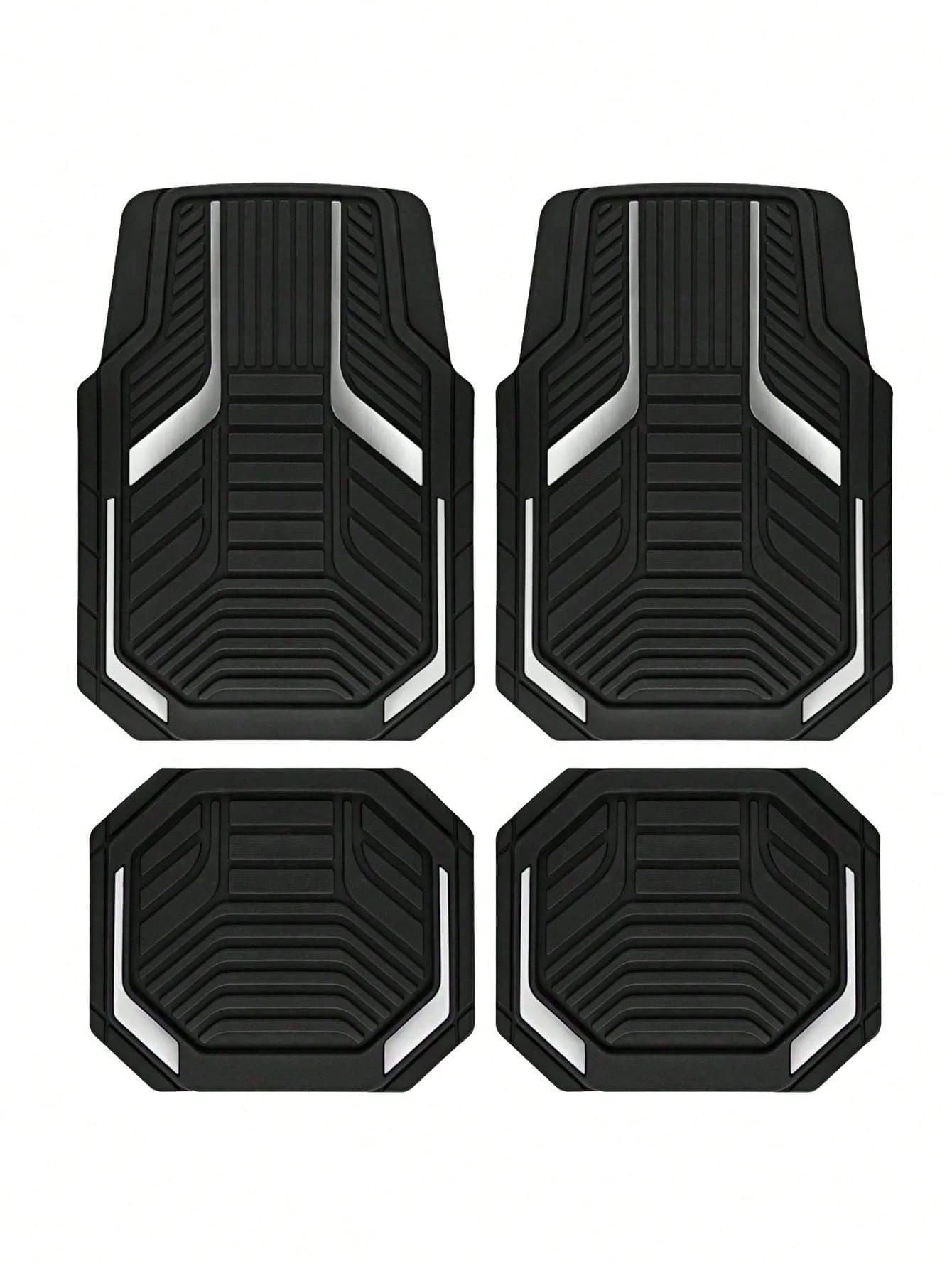 4pcs Universal All-Weather Car Floor Mats Set, Red & Black Geometric Pattern Non-Slip Floor Mats, Full Coverage Front & Rear Row Mats, Suitable For Sedan, SUV, Truck, Van, Fashionable Car Interior Acc