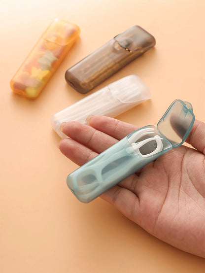 5/1pc Portable Toothpick & Floss Box- Leak-Proof Travel Pill Box, Transparent Lid Design, Lightweight & Portable, Suitable For Daily Oral Care, Use Anytime Anywhere (Travel/Home/Office/Outdoor), Wome