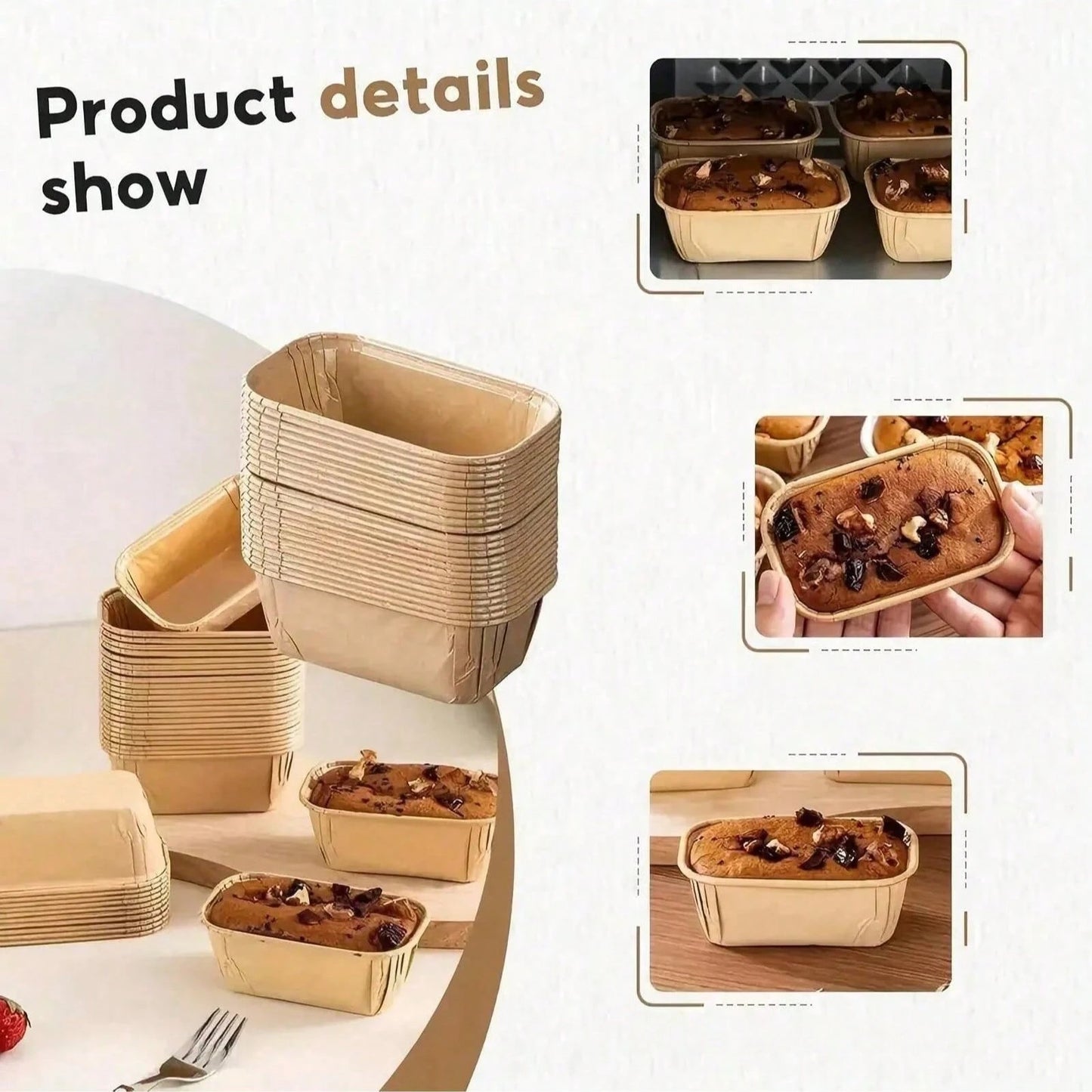 5/50/100pcs Mini Loaf Cake Cases, Muffin, Non-Stick Cake Pan For Cupcake & Bread Baking Cups For Baking, Cupcakes, Muffins, And More- Easy Cleanup, And Loaf Pan For Commercial Kitchens, Bakeries, Par