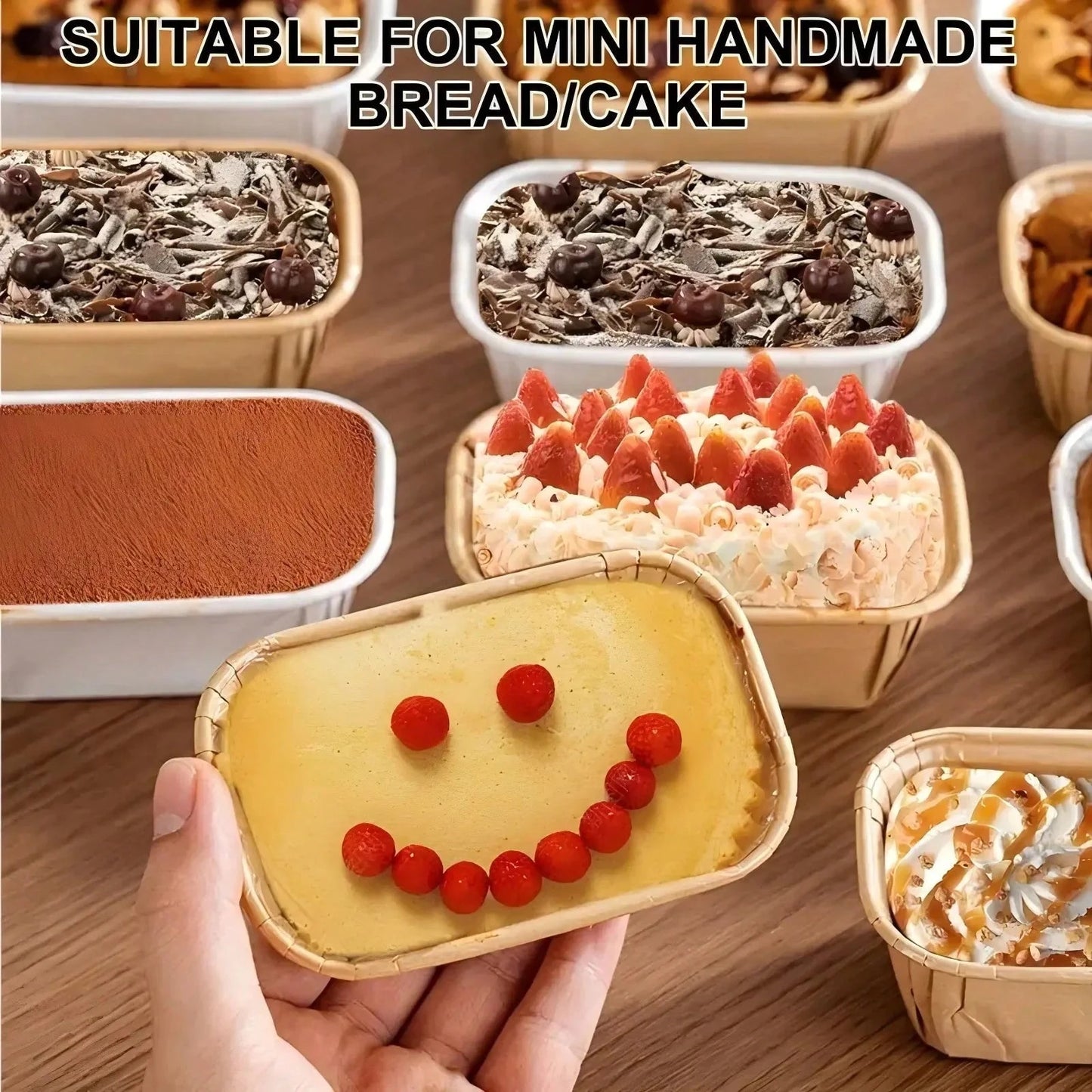 5/50/100pcs Mini Loaf Cake Cases, Muffin, Non-Stick Cake Pan For Cupcake & Bread Baking Cups For Baking, Cupcakes, Muffins, And More- Easy Cleanup, And Loaf Pan For Commercial Kitchens, Bakeries, Par