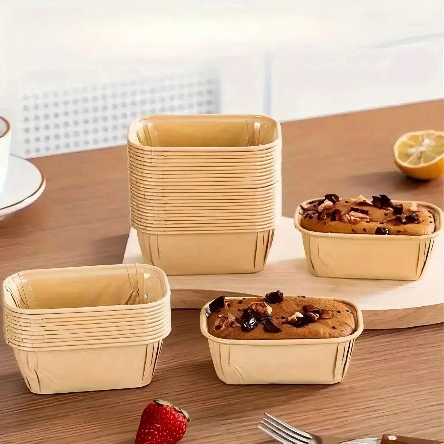 5/50/100pcs Mini Loaf Cake Cases, Muffin, Non-Stick Cake Pan For Cupcake & Bread Baking Cups For Baking, Cupcakes, Muffins, And More- Easy Cleanup, And Loaf Pan For Commercial Kitchens, Bakeries, Par