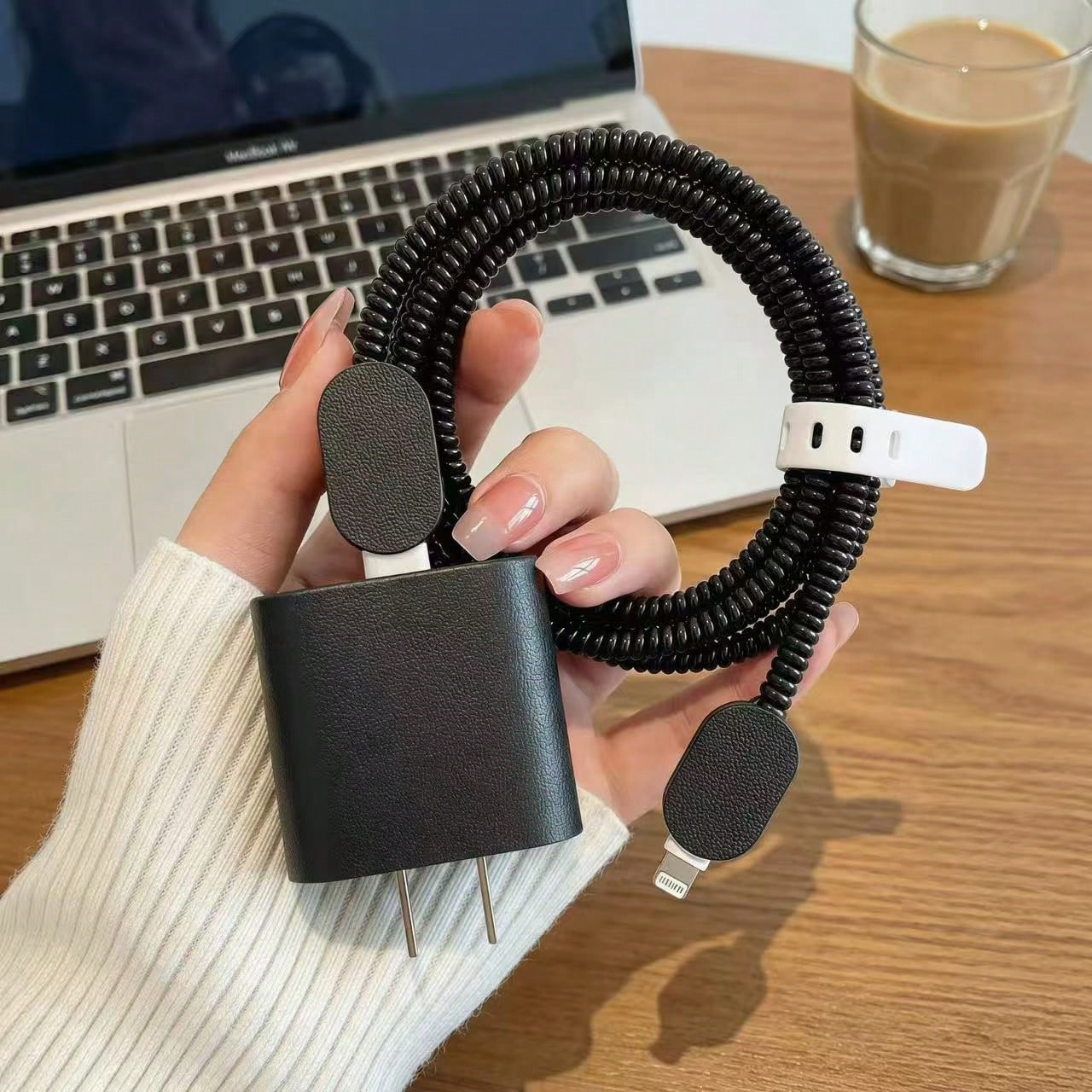 5-In-1 Leather Charging Adapter Protector Case Set, Compatible With Apple 20W/18W Charger, Suitable For IPhone 16 Pro Max/15/14/13/12/11, Dust-Proof And Anti-Drop, Minimalist Premium Design
