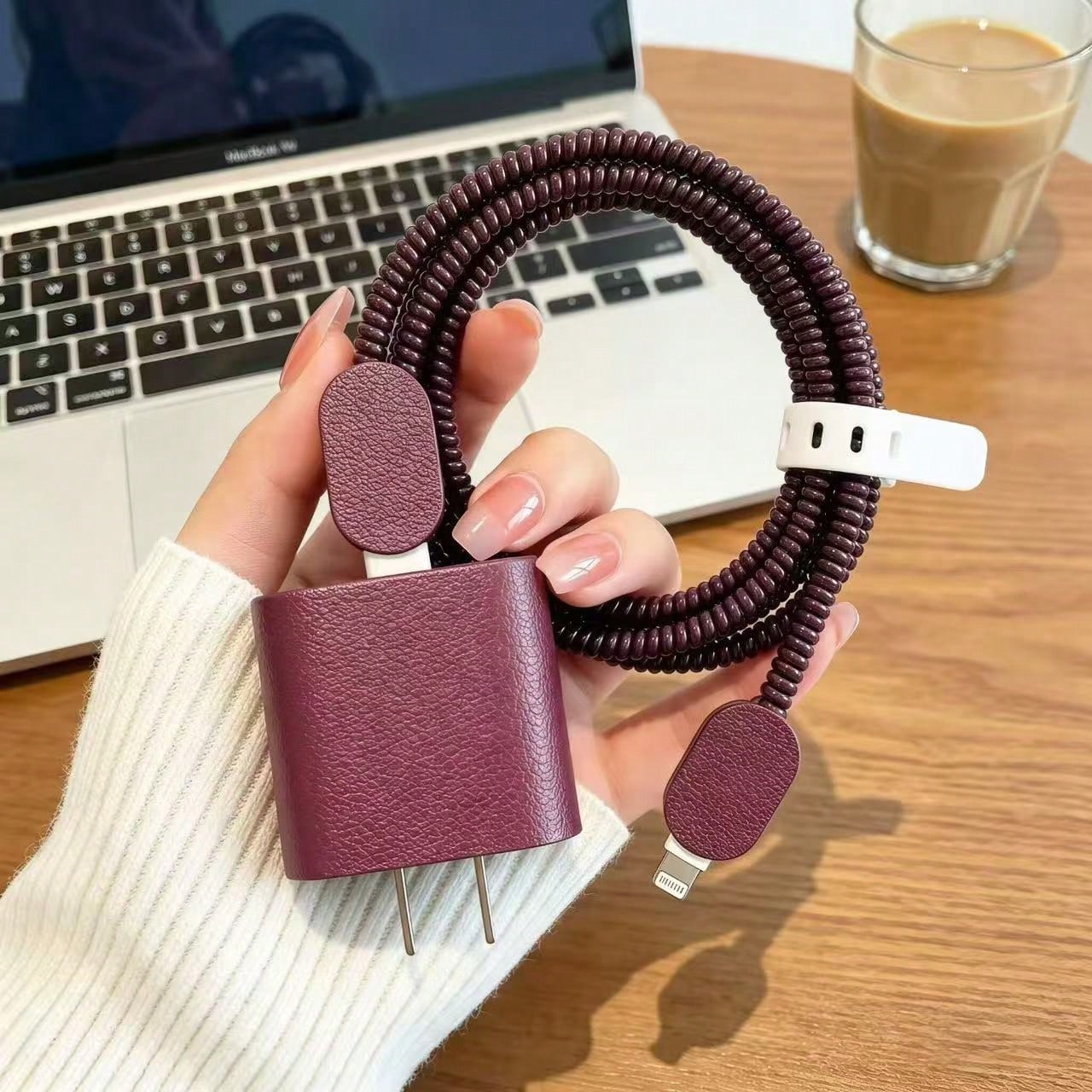 5-In-1 Leather Charging Adapter Protector Case Set, Compatible With Apple 20W/18W Charger, Suitable For IPhone 16 Pro Max/15/14/13/12/11, Dust-Proof And Anti-Drop, Minimalist Premium Design