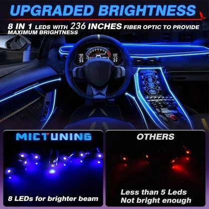 5-In-1 LED Car Interior Light Kit- RGB Color Changing, Voice & Music Control, Remote & App Control, Fit For Cars, Trucks, SUVs- 236" Fiber Optic Strip Lights