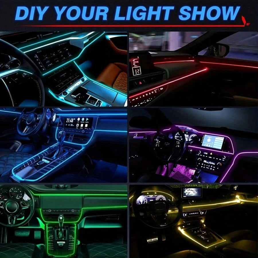 5-In-1 LED Car Interior Light Kit- RGB Color Changing, Voice & Music Control, Remote & App Control, Fit For Cars, Trucks, SUVs- 236" Fiber Optic Strip Lights