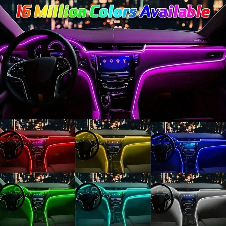 5-In-1 LED Car Interior Light Kit- RGB Color Changing, Voice & Music Control, Remote & App Control, Fit For Cars, Trucks, SUVs- 236" Fiber Optic Strip Lights
