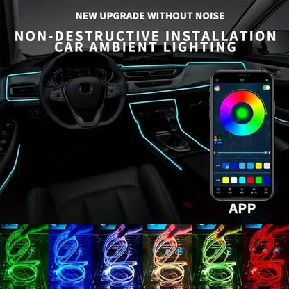 5-In-1 LED Car Interior Light Kit- RGB Color Changing, Voice & Music Control, Remote & App Control, Fit For Cars, Trucks, SUVs- 236" Fiber Optic Strip Lights