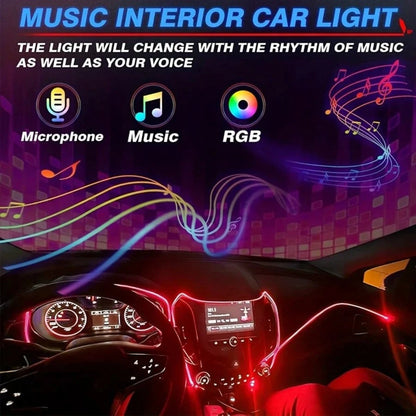 5-In-1 LED Car Interior Light Kit- RGB Color Changing, Voice & Music Control, Remote & App Control, Fit For Cars, Trucks, SUVs- 236" Fiber Optic Strip Lights