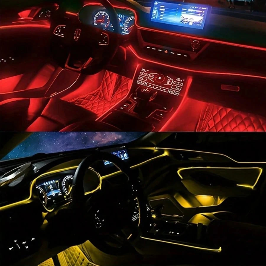 5-In-1 LED Car Interior Light Kit- RGB Color Changing, Voice & Music Control, Remote & App Control, Fit For Cars, Trucks, SUVs- 236" Fiber Optic Strip Lights