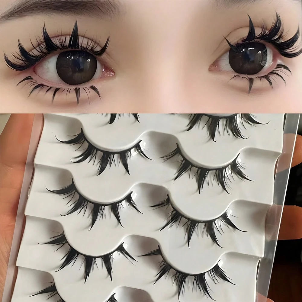 5 Pairs Anime Style False Eyelashes, Charming Little Devil Enlarged Eyes Eyelashes 5MH-5, Cartoon Manga Style Eyelashes For Cosplay Eye Makeup Tools, Cat Eyes Lashes Strip Lashes,Lashes,Eyelashes,Fake