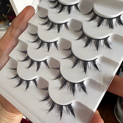 5 Pairs Anime Style False Eyelashes, Charming Little Devil Enlarged Eyes Eyelashes 5MH-5, Cartoon Manga Style Eyelashes For Cosplay Eye Makeup Tools, Cat Eyes Lashes Strip Lashes,Lashes,Eyelashes,Fake