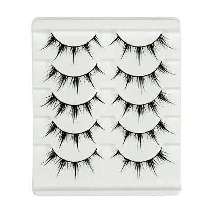 5 Pairs Anime Style False Eyelashes, Charming Little Devil Enlarged Eyes Eyelashes 5MH-5, Cartoon Manga Style Eyelashes For Cosplay Eye Makeup Tools, Cat Eyes Lashes Strip Lashes,Lashes,Eyelashes,Fake