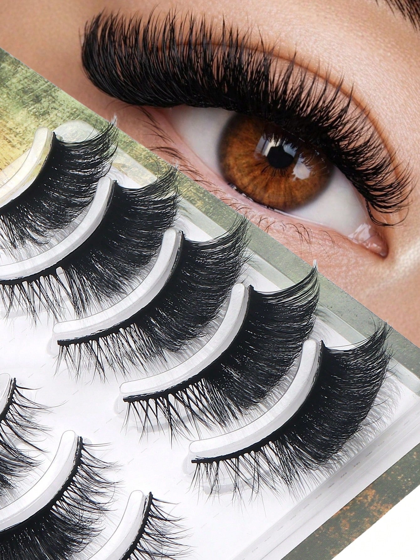 5 Pairs D-Curl Cat Eye Fake Strip Lashes, Lightweight Voluminous Wispy False Eyelashes, Reusable Soft Makeup Lashes Suitable For All Eye Shapes Daily Cosplay Use