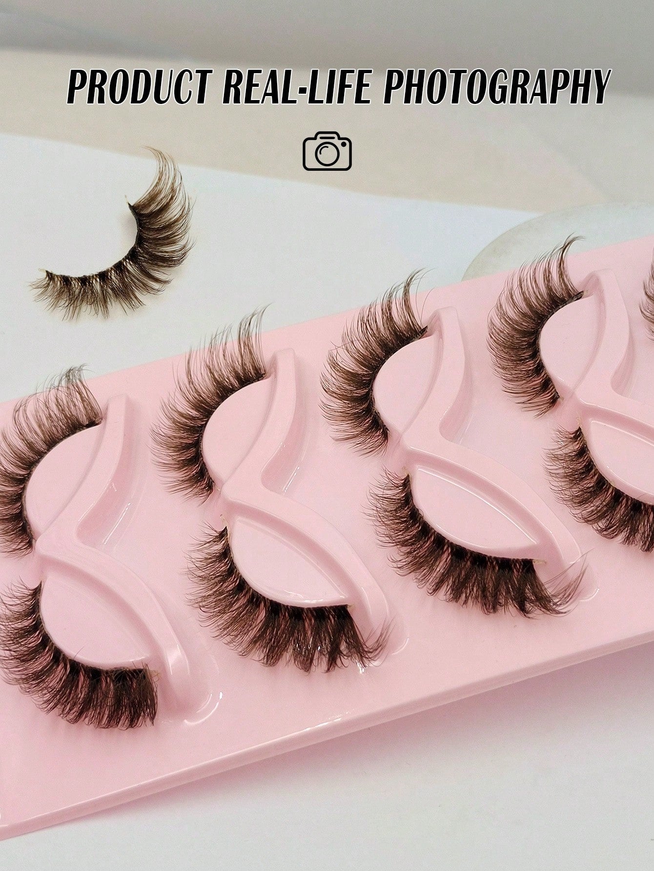 5 Pairs Fluffy Brown Dramatic Soft False Eyelashes, Transparent Lash Bands, Invisible Lash Strips, Natural Criss-Cross Curly Cat Eye Lashes, Brown Fox Eye Effect Faux Mink Lashes, Suitable For Daily E