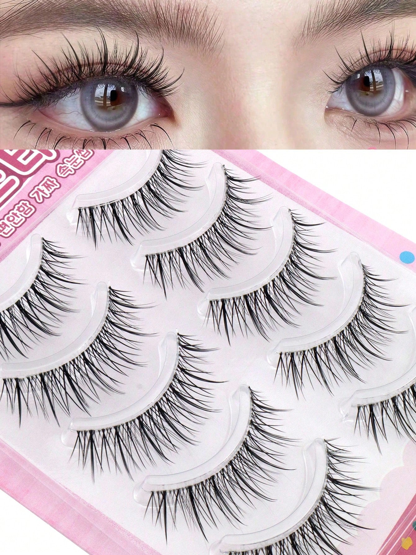 5 Pairs Pointed Tail Korean Manga Style Natural Thin Invisible Band Eyelashes, Natural Realistic C-Curl Exquisite Handmade Sweet Doll Big Eye Lashes