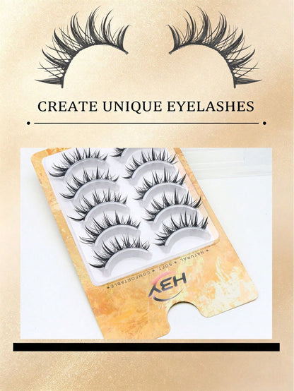 5 Pairs Wet Manga Anime Strip False Eyelashes, Spiky Wet Wispy Fake Lashes, Natural Layered Eyelash Extensions, Dramatic Thick Cat Eye Fluffy Strip Lashes, Reusable Eye Makeup Lashes Tools For Cosplay