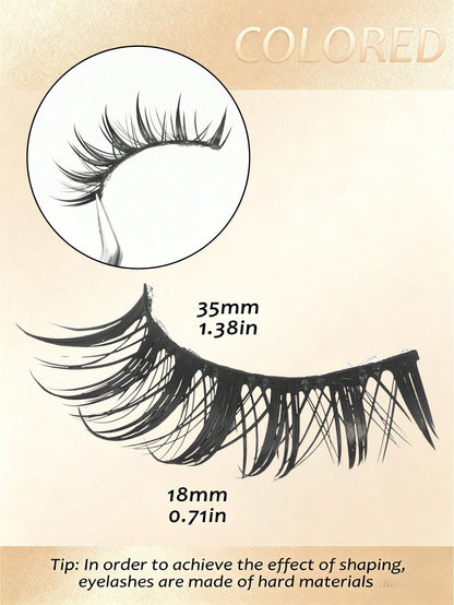 5 Pairs Wet Manga Anime Strip False Eyelashes, Spiky Wet Wispy Fake Lashes, Natural Layered Eyelash Extensions, Dramatic Thick Cat Eye Fluffy Strip Lashes, Reusable Eye Makeup Lashes Tools For Cosplay