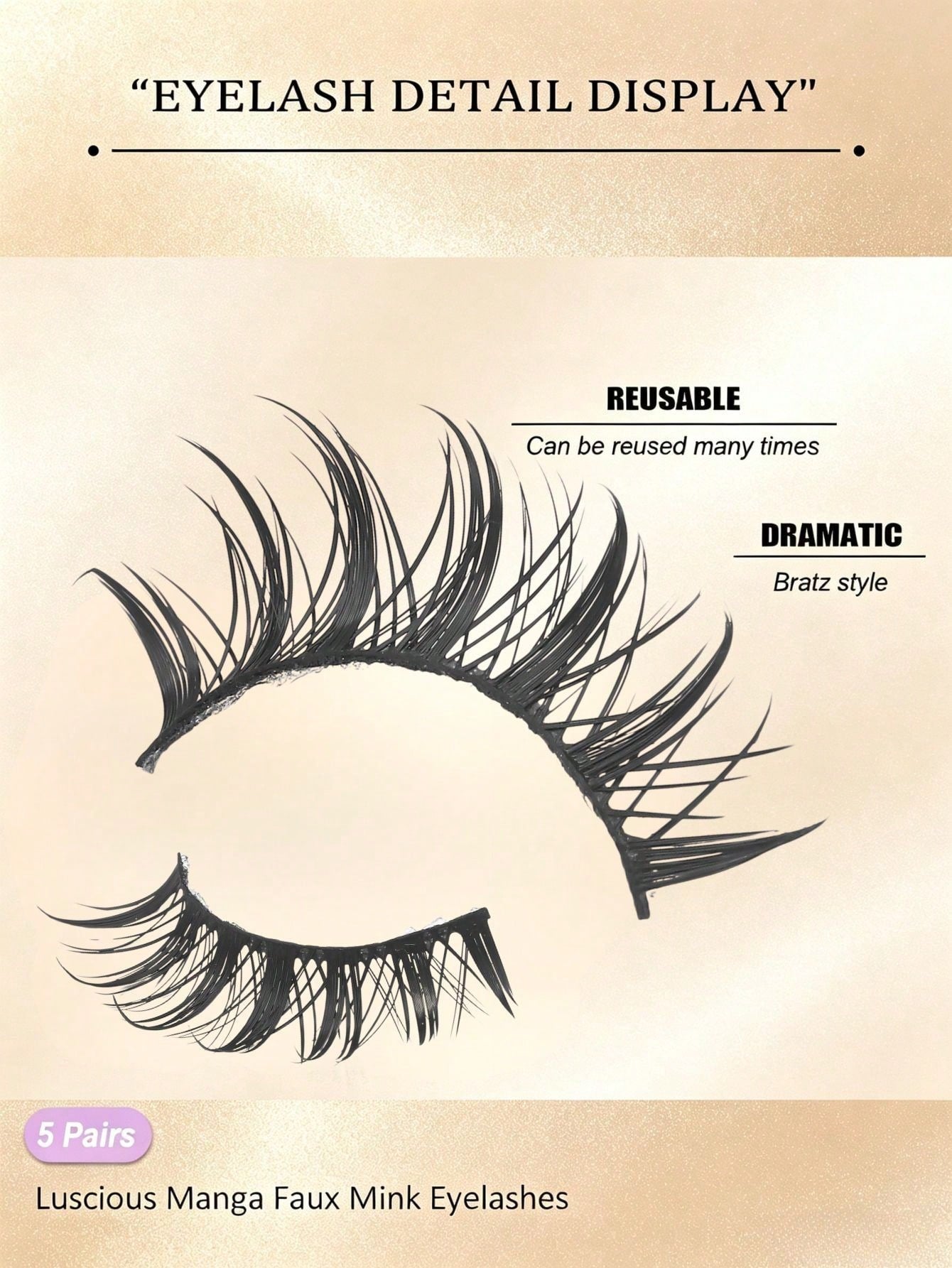 5 Pairs Wet Manga Anime Strip False Eyelashes, Spiky Wet Wispy Fake Lashes, Natural Layered Eyelash Extensions, Dramatic Thick Cat Eye Fluffy Strip Lashes, Reusable Eye Makeup Lashes Tools For Cosplay
