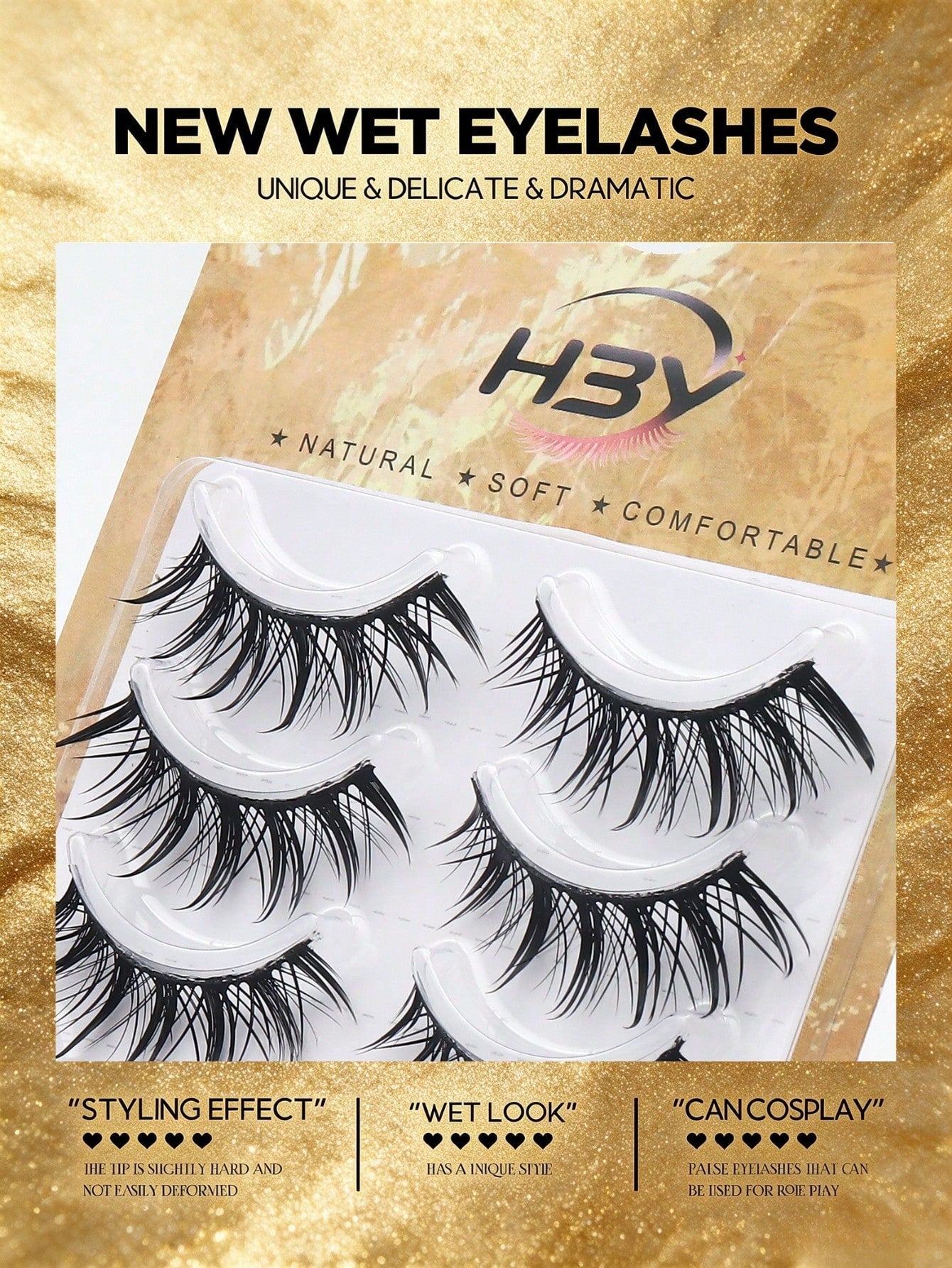 5 Pairs Wet Manga Style Strip False Eyelashes, Spiky Wet Look Anime Fake Lashes, Natural Wispy Layered Eyelash Extensions, Dramatic Cat Eye Fluffy Strip Lashes For Cosplay Party Daily Makeup Beauty Ey