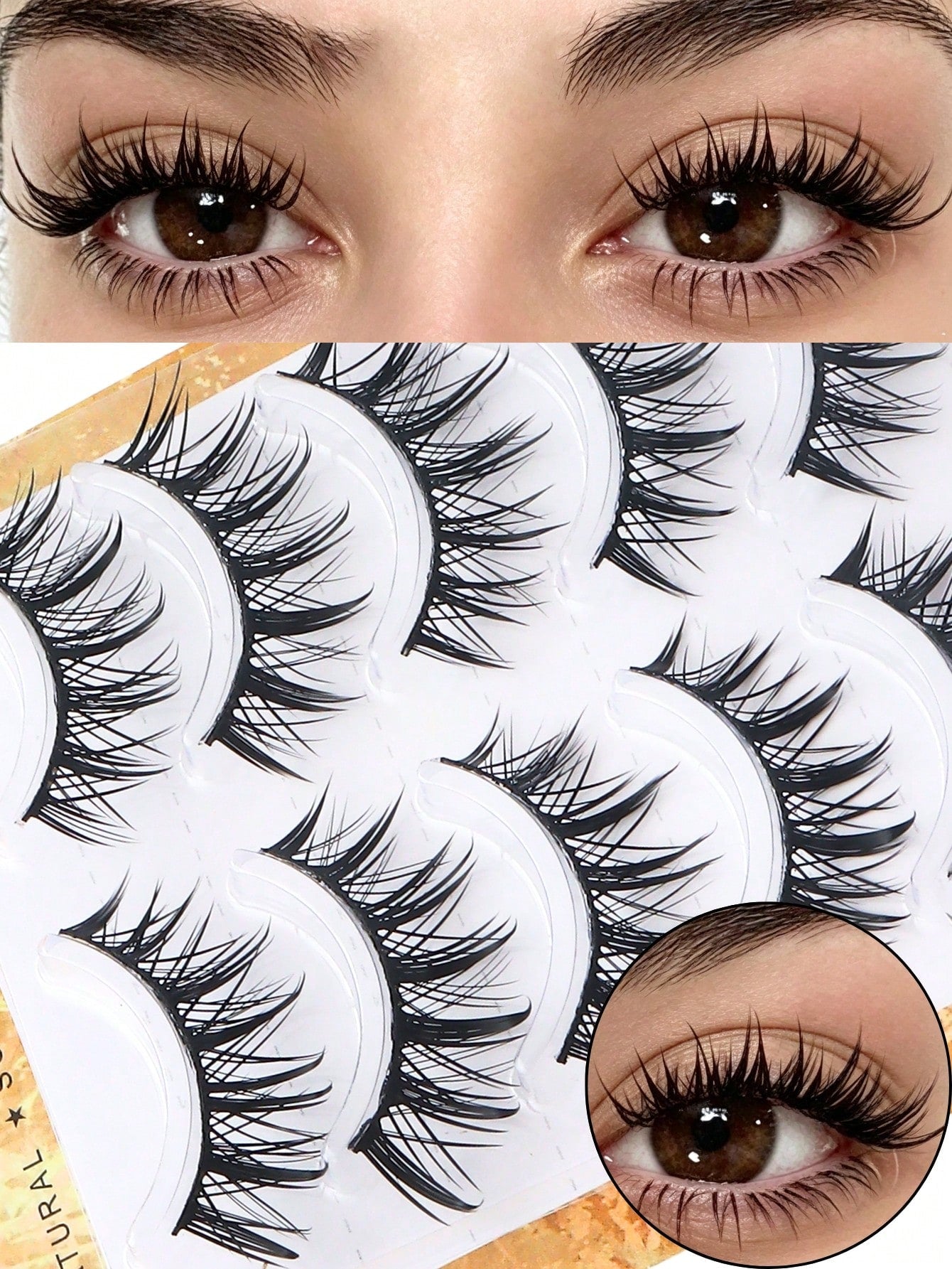 5 Pairs Wet Manga Style Strip False Eyelashes, Spiky Wet Look Anime Fake Lashes, Natural Wispy Layered Eyelash Extensions, Dramatic Cat Eye Fluffy Strip Lashes For Cosplay Party Daily Makeup Beauty Ey