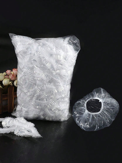 50/100/200pcs Extra Large Thick Disposable Plastic Transparent Multi-Function Shower Cap (This Is A Disposable Shower Cap, Please Do Not Open With Force)