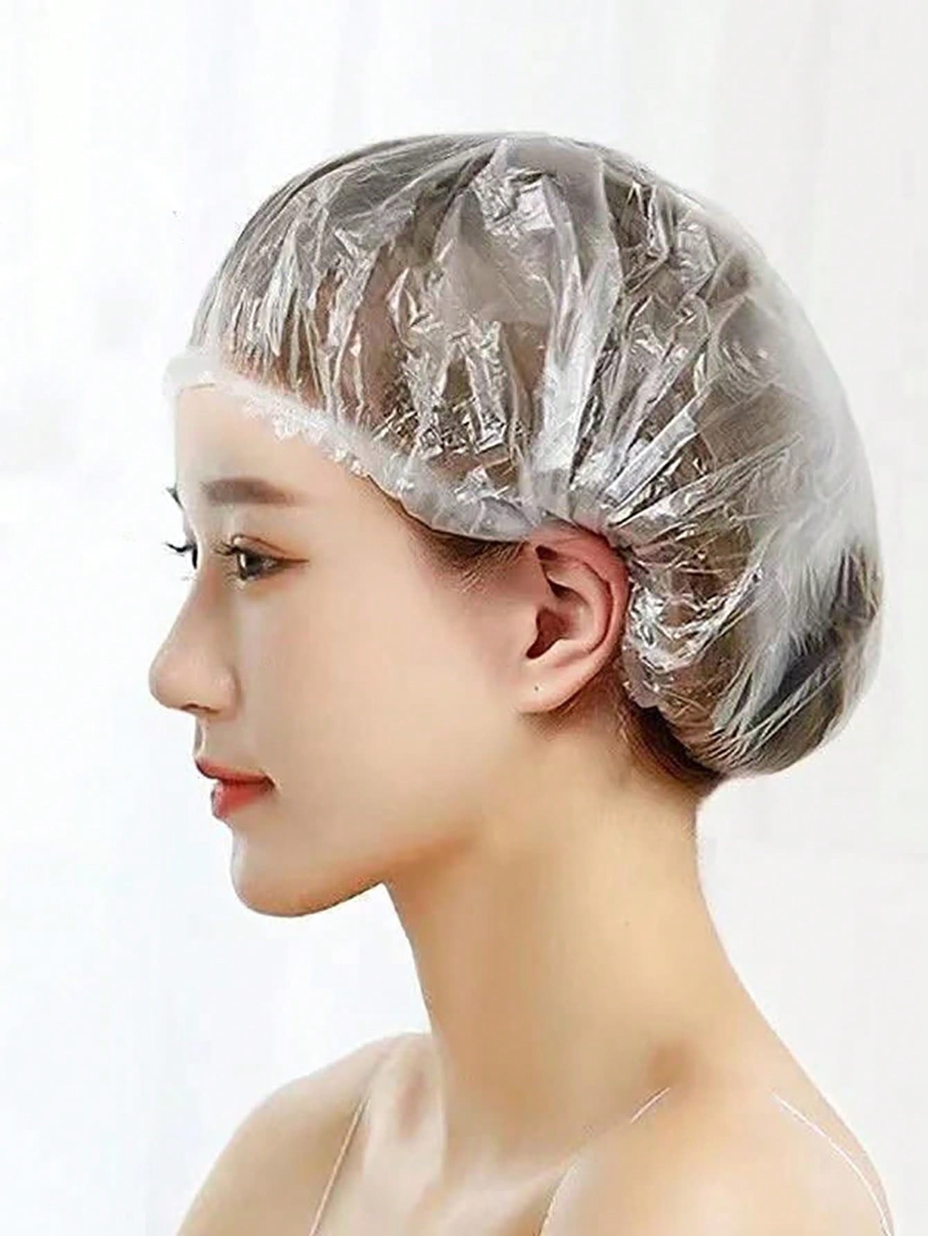 50/100/200pcs Extra Large Thick Disposable Plastic Transparent Multi-Function Shower Cap (This Is A Disposable Shower Cap, Please Do Not Open With Force)