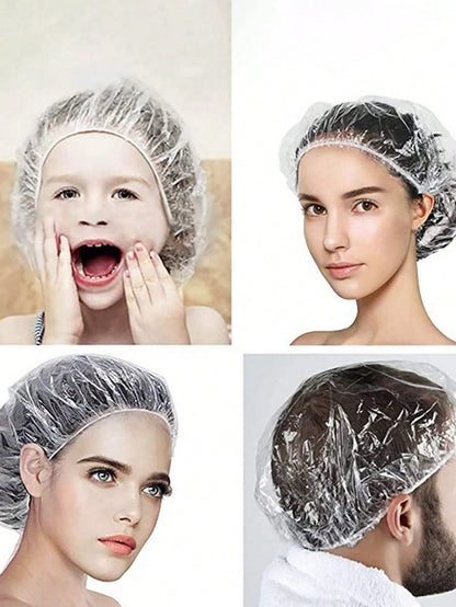 50/100/200pcs Extra Large Thick Disposable Plastic Transparent Multi-Function Shower Cap (This Is A Disposable Shower Cap, Please Do Not Open With Force)