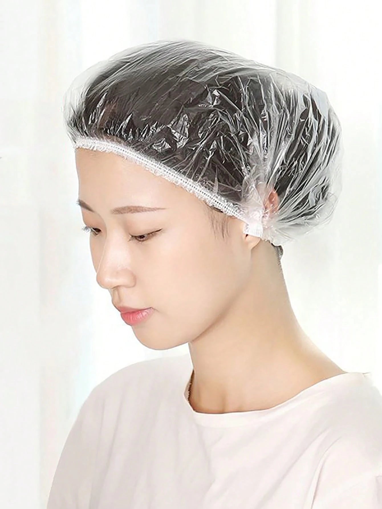 50/100/200pcs Extra Large Thick Disposable Plastic Transparent Multi-Function Shower Cap (This Is A Disposable Shower Cap, Please Do Not Open With Force)
