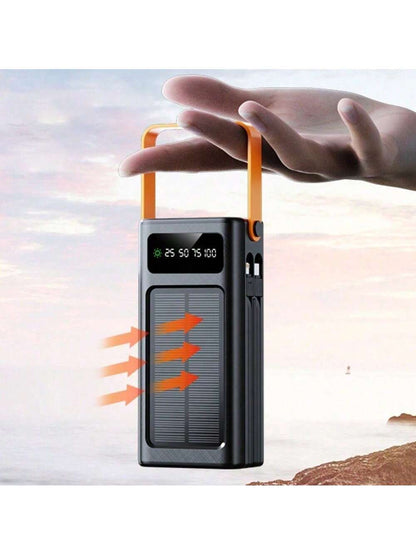 50000mAh Large Capacity Solar Charger Power Bank Solar Power Bank Mobile Power Supply, Outdoor Travel/Camping Emergency Power Supply, Fast Charging PD 22.5W Equipped With Camping Light/Removable Data