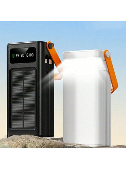 50000mAh Large Capacity Solar Charger Power Bank Solar Power Bank Mobile Power Supply, Outdoor Travel/Camping Emergency Power Supply, Fast Charging PD 22.5W Equipped With Camping Light/Removable Data