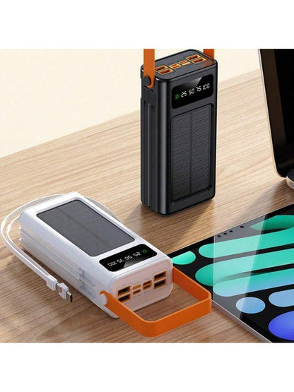50000mAh Large Capacity Solar Charger Power Bank Solar Power Bank Mobile Power Supply, Outdoor Travel/Camping Emergency Power Supply, Fast Charging PD 22.5W Equipped With Camping Light/Removable Data