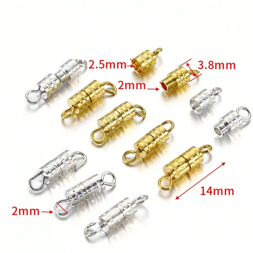 50Pcs Copper Cylindrical Spiral Fastener Connectors Suitable For DIY Necklace Bracelet Jewelry Making