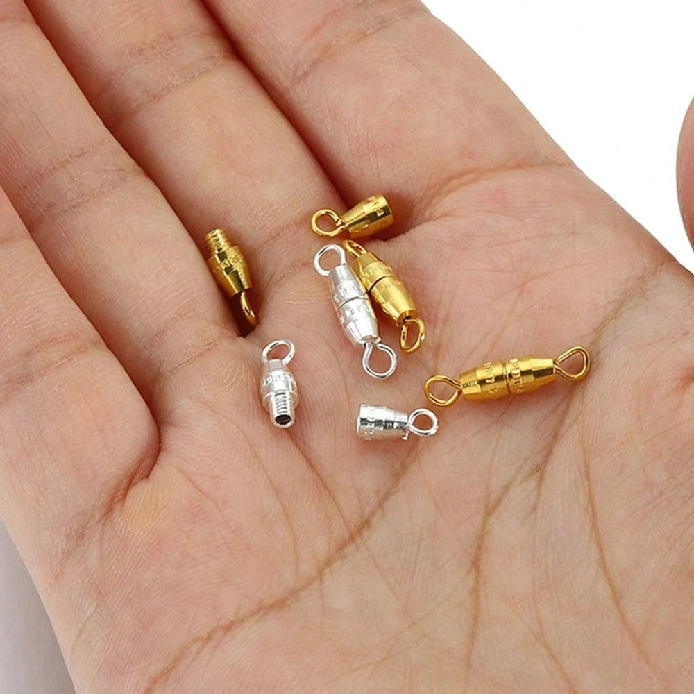 50Pcs Copper Cylindrical Spiral Fastener Connectors Suitable For DIY Necklace Bracelet Jewelry Making