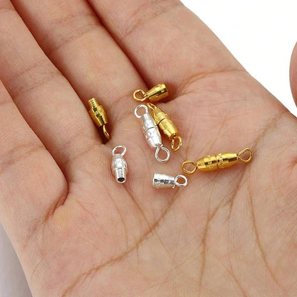 50Pcs Copper Cylindrical Spiral Fastener Connectors Suitable For DIY Necklace Bracelet Jewelry Making