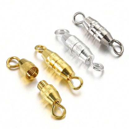 50Pcs Copper Cylindrical Spiral Fastener Connectors Suitable For DIY Necklace Bracelet Jewelry Making