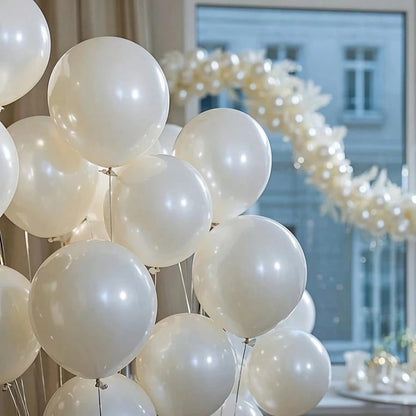 50pcs Faux Pearl White Balloons, 10 Inch, And Luxurious, Suitable For Birthday, Wedding, Valentine's Day, Christmas, New Year, Opening Ceremony, Graduation Season, Home Decor, Balloon Party Decoration