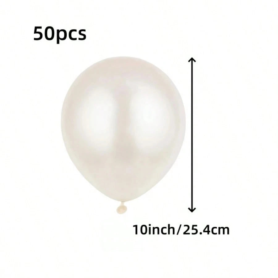 50pcs Faux Pearl White Balloons, 10 Inch, And Luxurious, Suitable For Birthday, Wedding, Valentine's Day, Christmas, New Year, Opening Ceremony, Graduation Season, Home Decor, Balloon Party Decoration