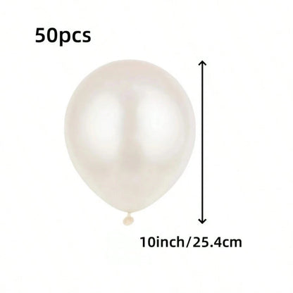 50pcs Faux Pearl White Balloons, 10 Inch, And Luxurious, Suitable For Birthday, Wedding, Valentine's Day, Christmas, New Year, Opening Ceremony, Graduation Season, Home Decor, Balloon Party Decoration
