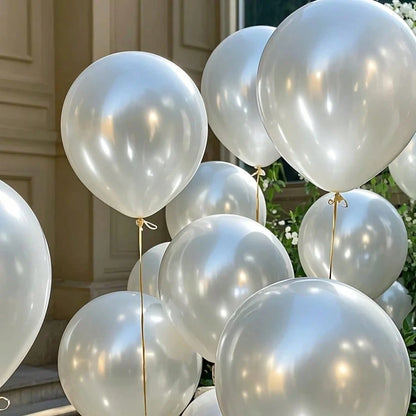 50pcs Faux Pearl White Balloons, 10 Inch, And Luxurious, Suitable For Birthday, Wedding, Valentine's Day, Christmas, New Year, Opening Ceremony, Graduation Season, Home Decor, Balloon Party Decoration