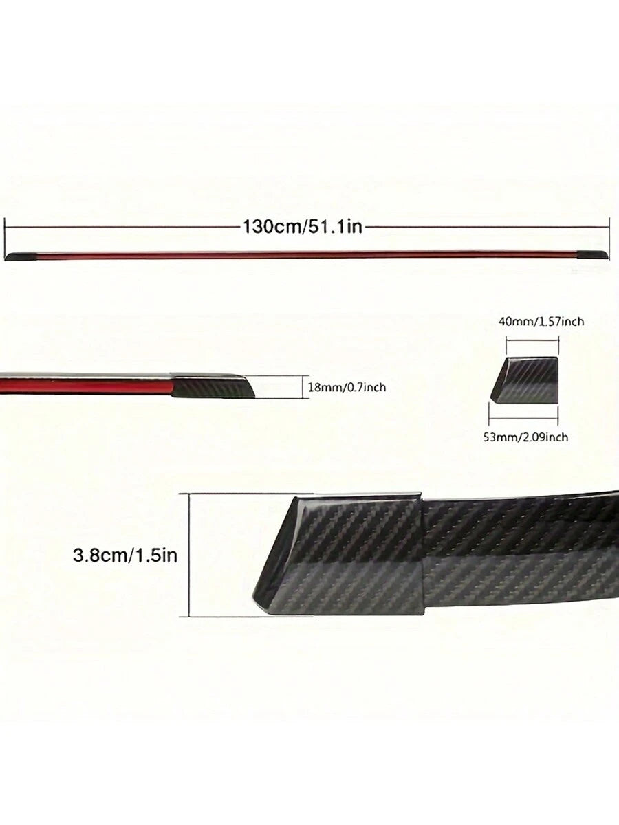 51 Inch Car Spoiler Light Strip, Carbon Fiber Automotive Streamlined Tail Light Strip With Turning Parking Alert Function, Red LED Light Strip Splitter, Automotive Tail Fitting, Durable And High Brigh