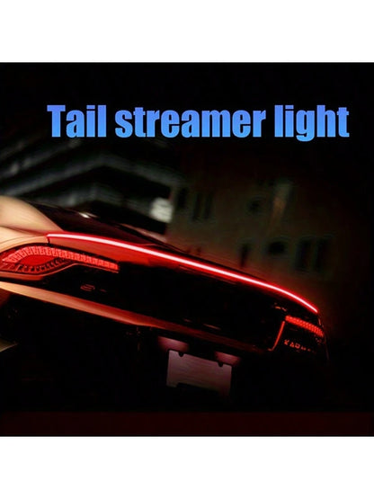 51 Inch Car Spoiler Light Strip, Carbon Fiber Automotive Streamlined Tail Light Strip With Turning Parking Alert Function, Red LED Light Strip Splitter, Automotive Tail Fitting, Durable And High Brigh